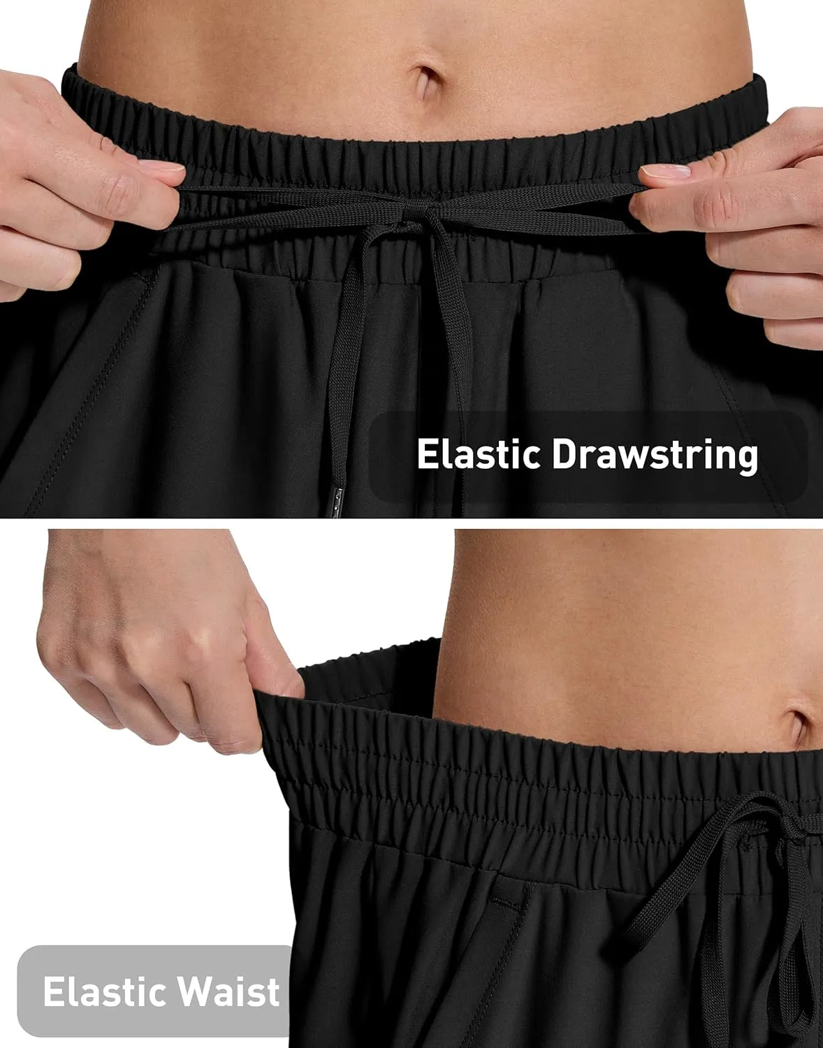 Women's Hiking Golf Shorts with Pockets 15" Knee Length Quick Dry Stretch Shorts Elastic Waist Lightweight Walking