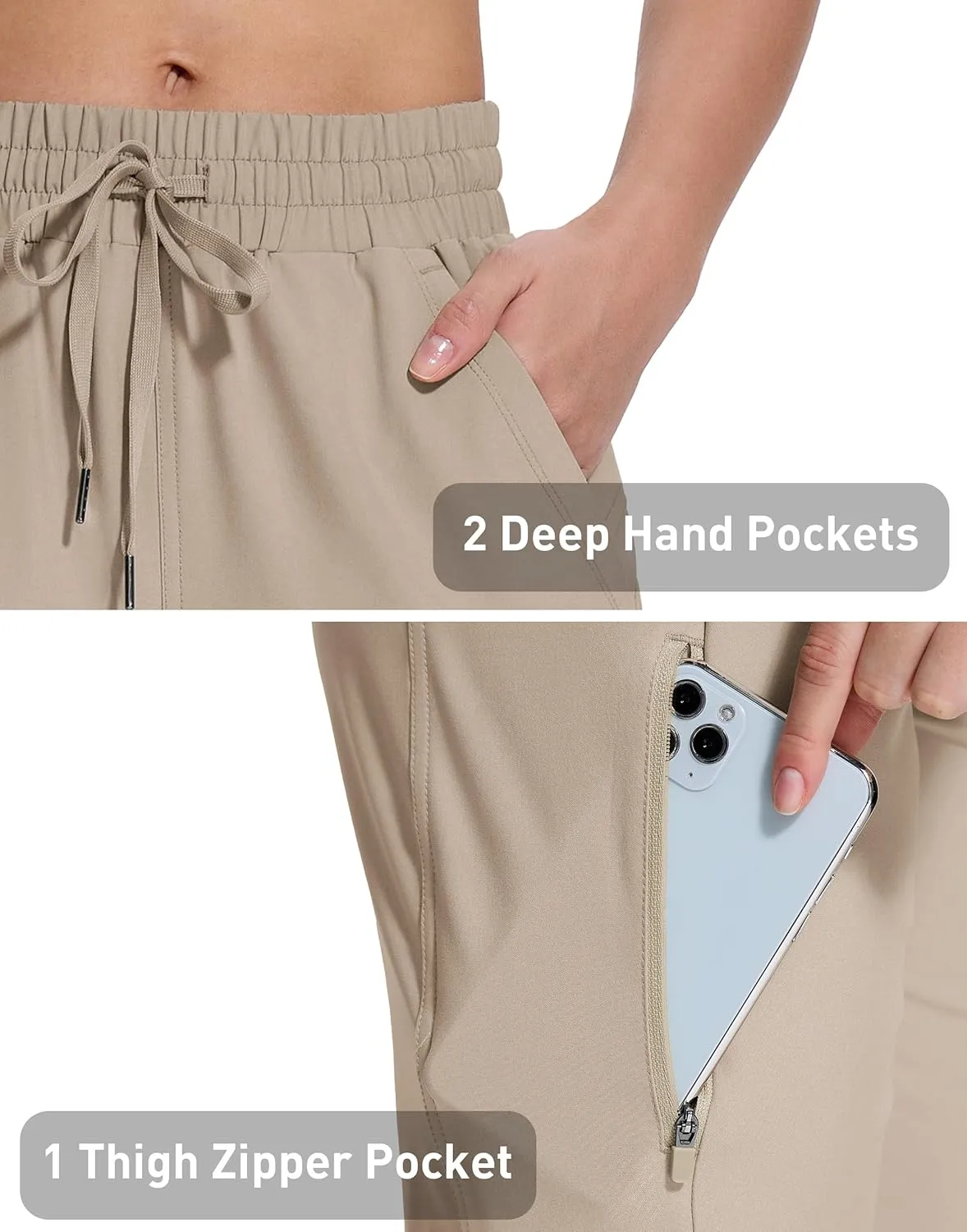 Women's Hiking Golf Shorts with Pockets 15" Knee Length Quick Dry Stretch Shorts Elastic Waist Lightweight Walking