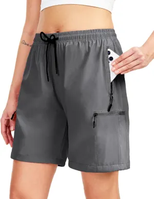 Women's Lightweight Hiking Cargo Shorts Quick Dry Athletic Shorts for Camping Travel Golf with Zipper Pockets