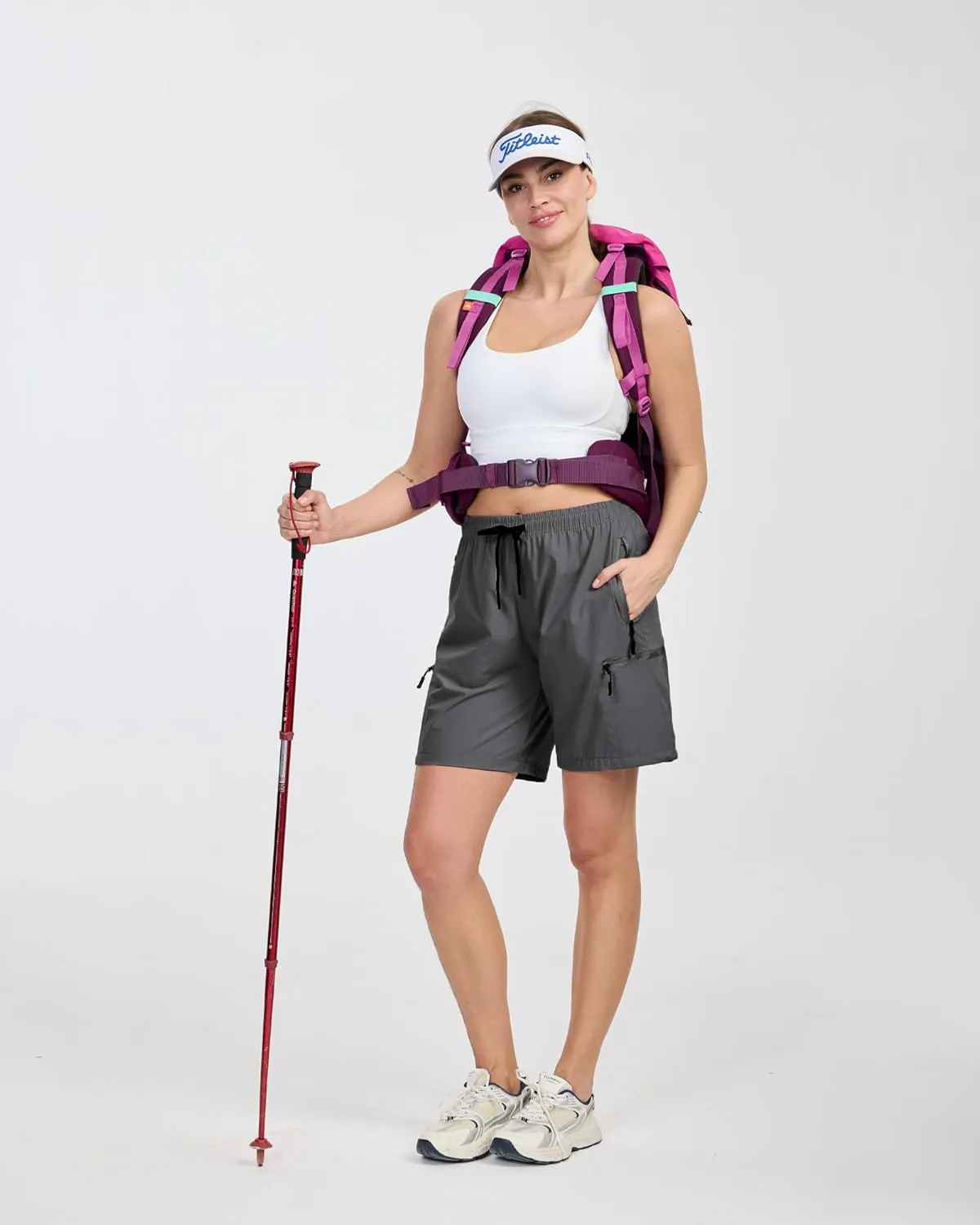 Women's Lightweight Hiking Cargo Shorts Quick Dry Athletic Shorts for Camping Travel Golf with Zipper Pockets