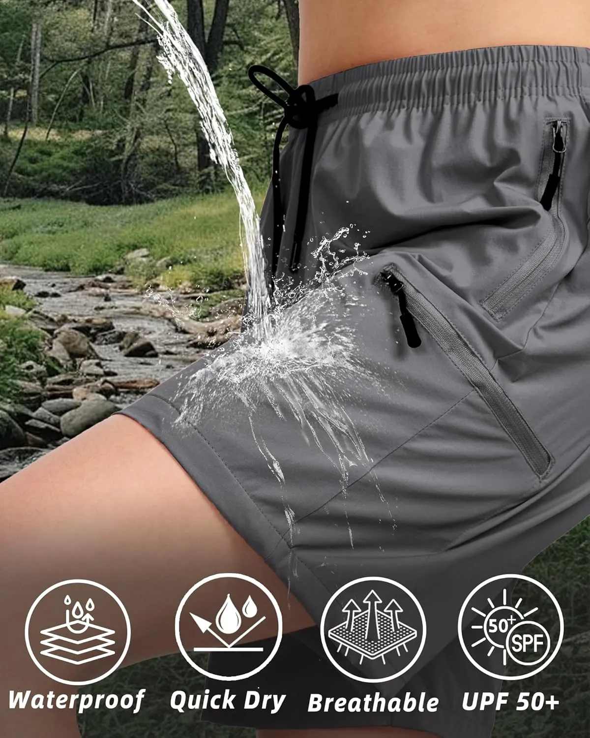 Women's Lightweight Hiking Cargo Shorts Quick Dry Athletic Shorts for Camping Travel Golf with Zipper Pockets