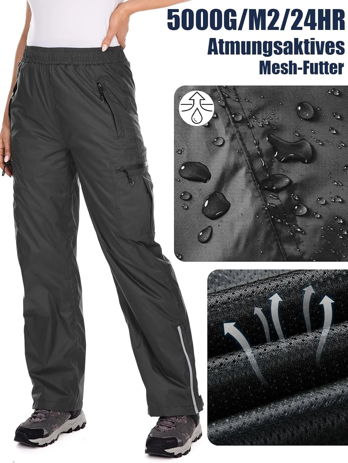 Women's Rain Pants Waterproof Hiking Pants Windproof Lightweight Over Pants Outdoor for Golf Fishing Cycling #2089