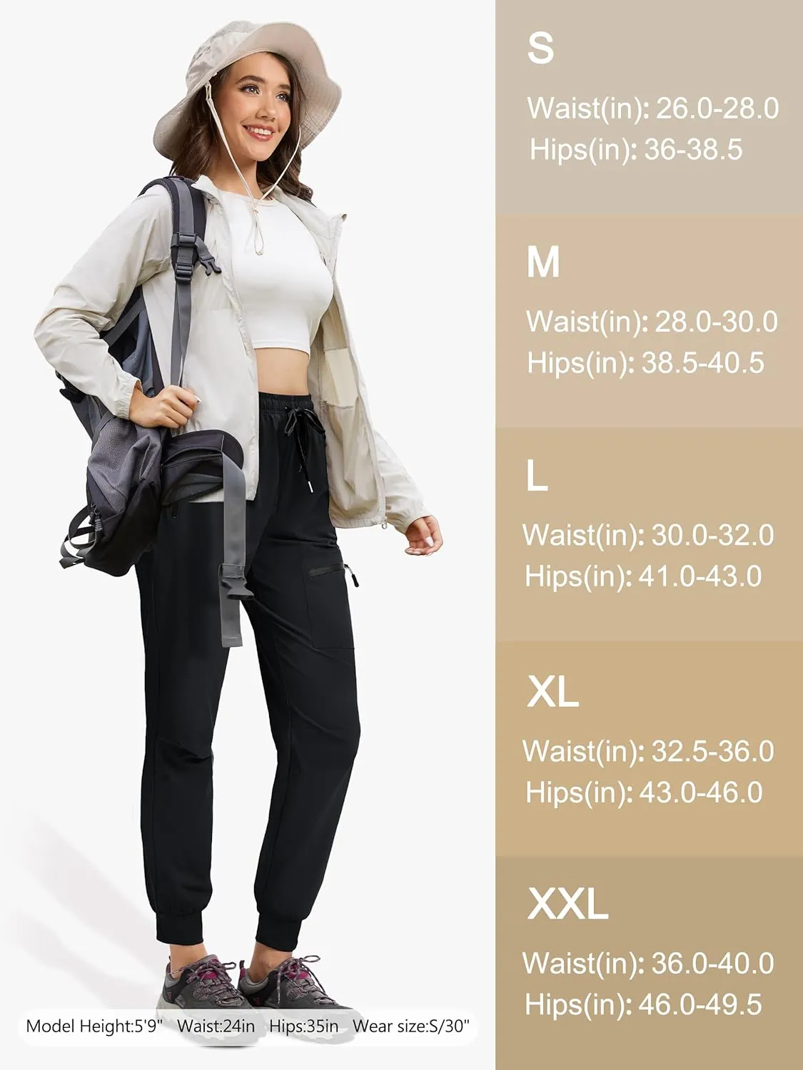 Womens Tall Hiking Pants 30/32/34 Inseam Lightweight Joggers Quick Dry 4 Pockets Travel Athletic Cargo UPF50 