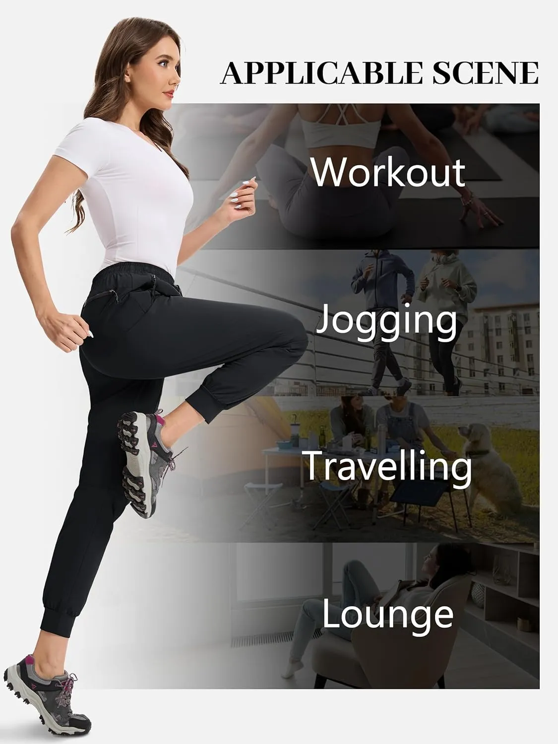 Womens Tall Hiking Pants 30/32/34 Inseam Lightweight Joggers Quick Dry 4 Pockets Travel Athletic Cargo UPF50 
