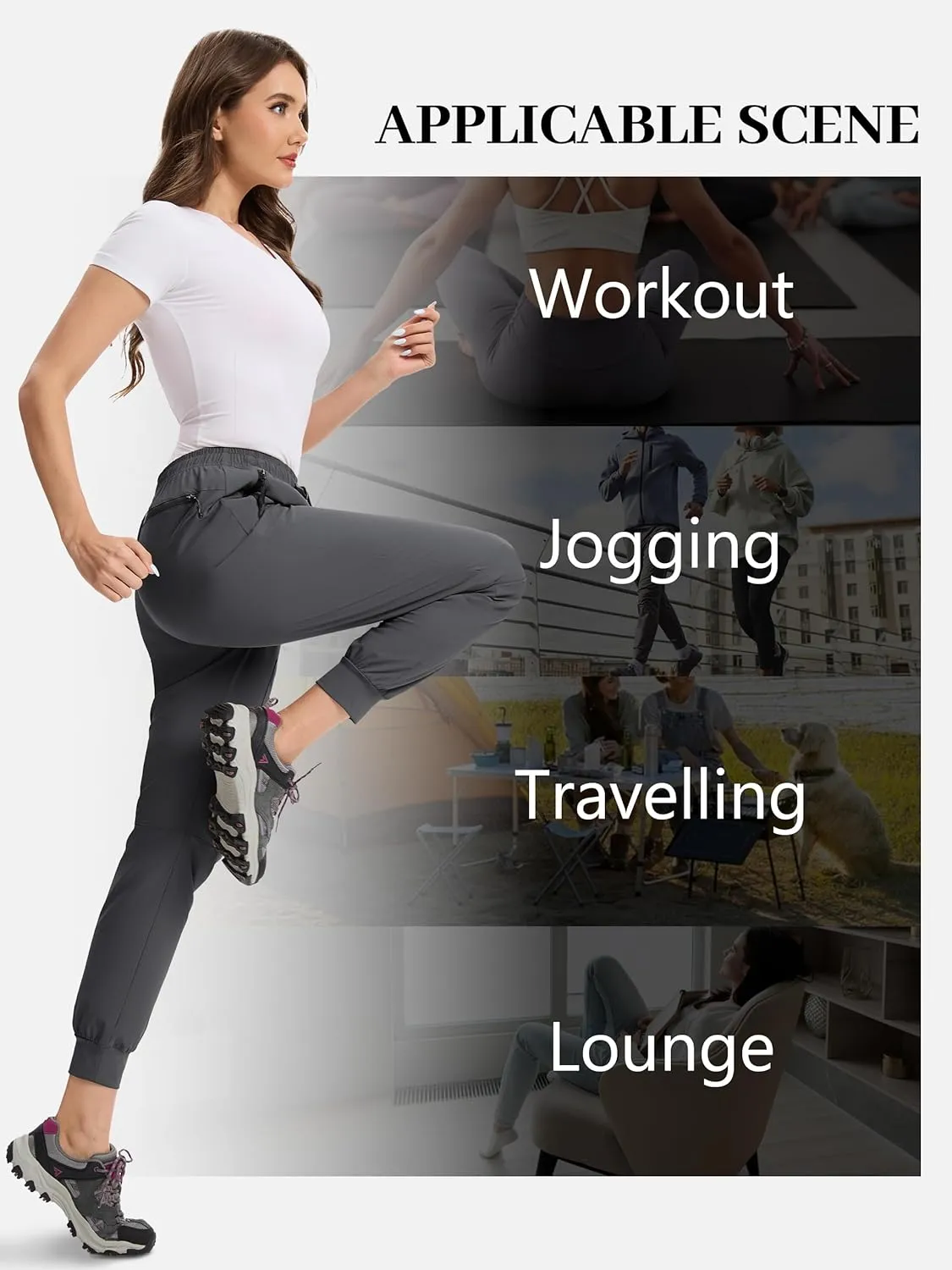 Womens Tall Hiking Pants 30/32/34 Inseam Lightweight Joggers Quick Dry 4 Pockets Travel Athletic Cargo UPF50 