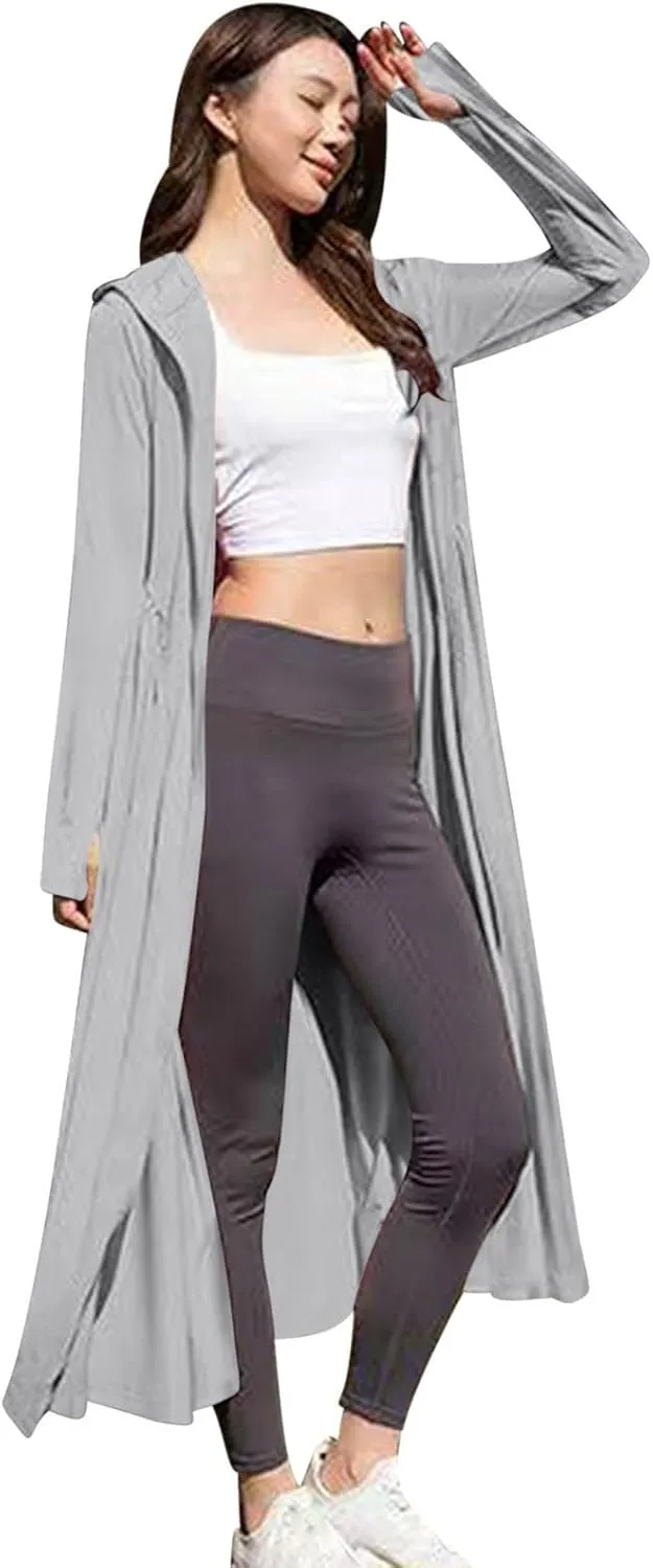 Women's UPF 50  Cover Up Hoodie Lightweight Outdoor Long Sleeve UV Sun Shirts Zip up Hiking Long Jackets