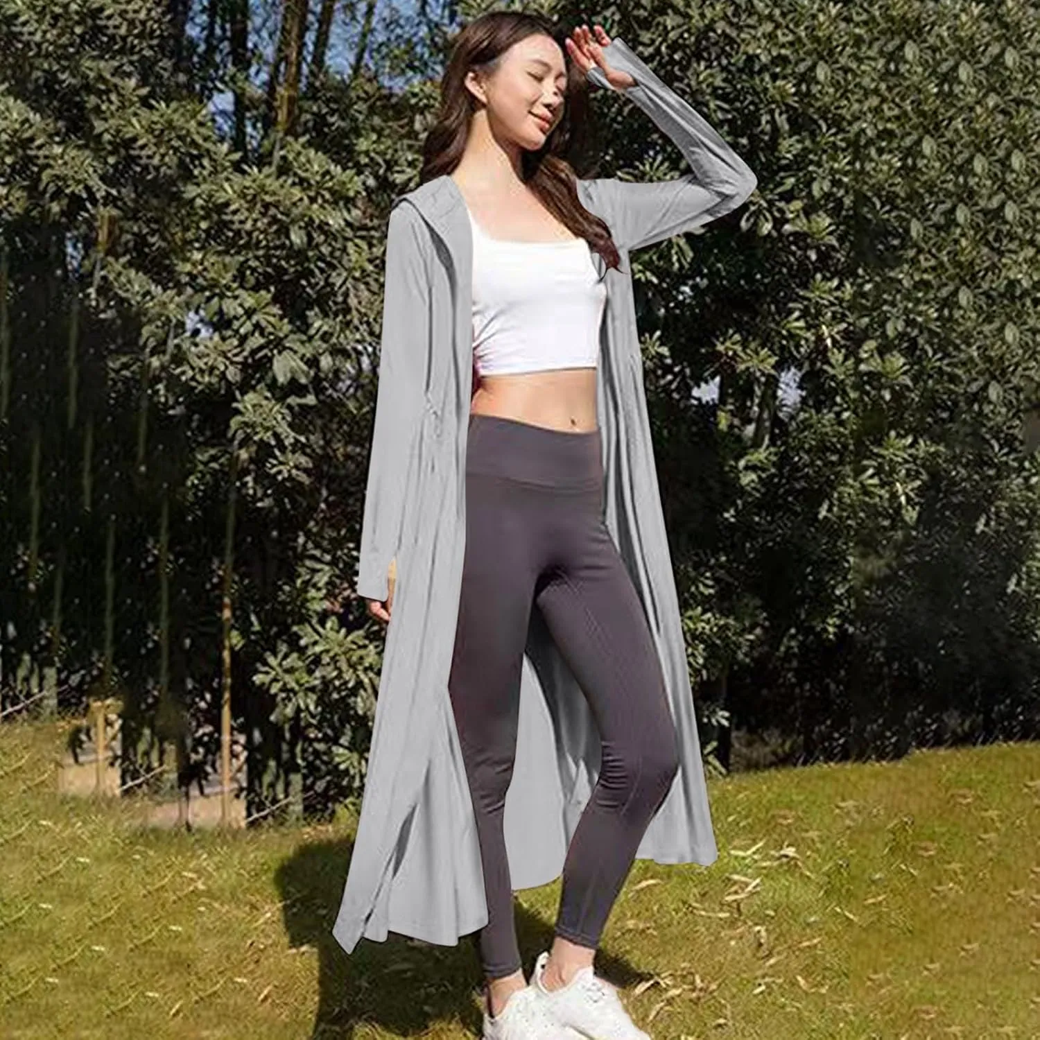 Women's UPF 50  Cover Up Hoodie Lightweight Outdoor Long Sleeve UV Sun Shirts Zip up Hiking Long Jackets