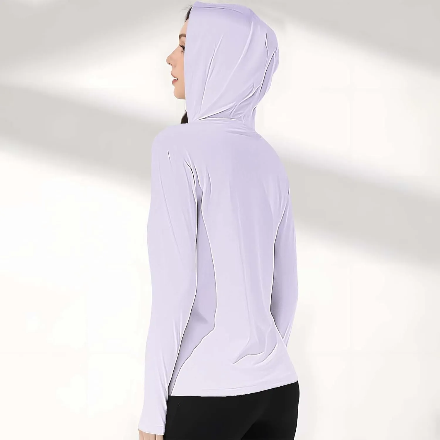 Women's UPF 50  Sun Protection Jacket Lightweight Long Sleeve Sun Shirt Hiking Outdoor UV Hoodie with Face Mask