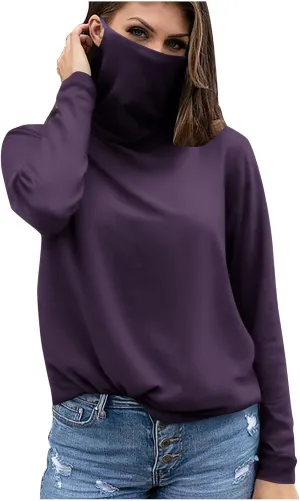 Women's UPF 50  Sun Protection Shirt with Face Mask Breathable Long Sleeve Sunshirt Summer Outdoor Rash Guard Tops