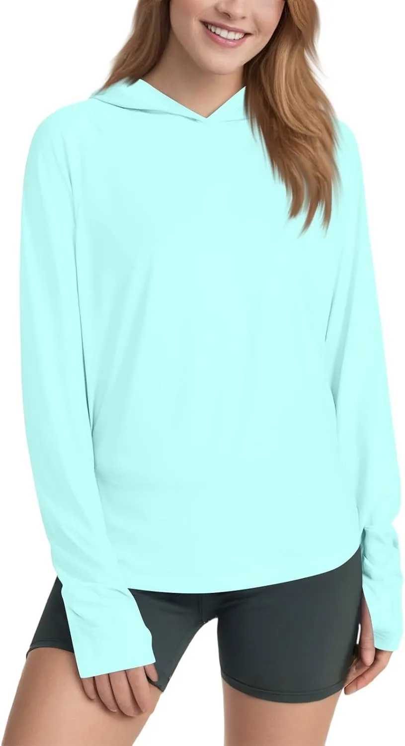 Women's UPF 50  Sun Shirt- with Hoodie Long Sleeve UV Protection Shirts Lightweight Hiking Fishing Hoodie for Women