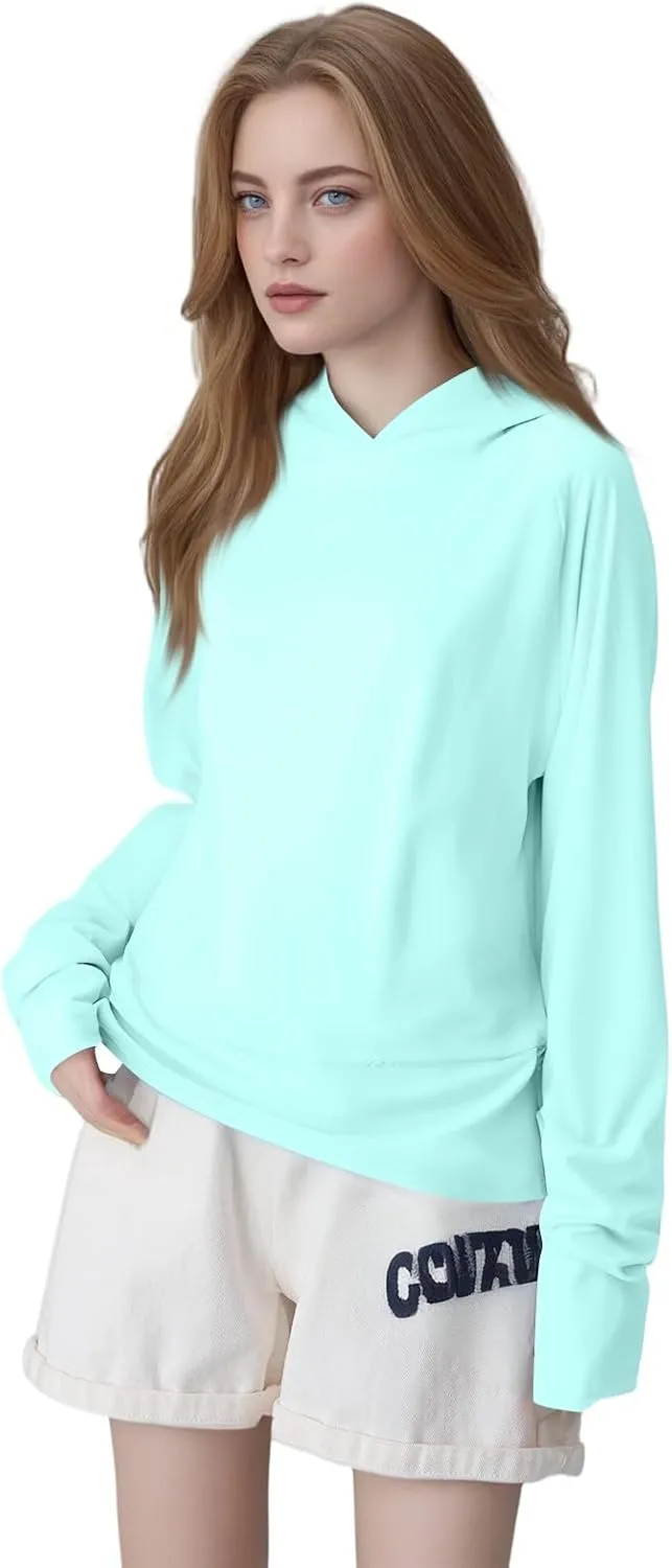 Women's UPF 50  Sun Shirt- with Hoodie Long Sleeve UV Protection Shirts Lightweight Hiking Fishing Hoodie for Women