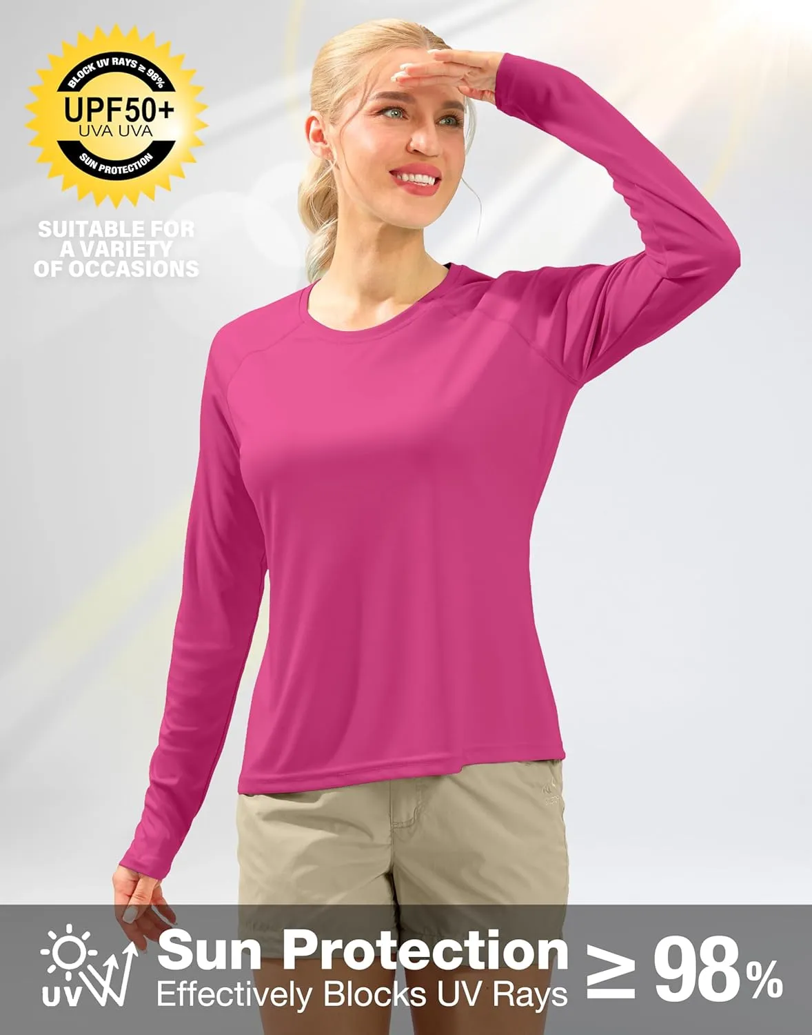 Women's UPF 50  Sun Shirts Long Sleeve UV Protection Rash Guard Lightweight Quick Dry Workout Hiking Tops for Women