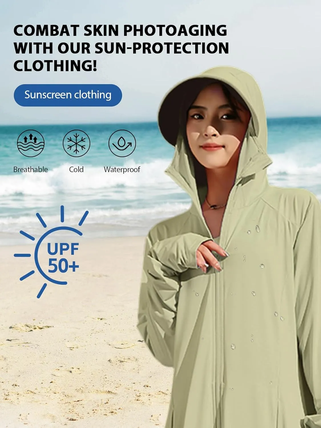 Women's UPF50  Sun Protection Clothing Summer Long Tunic Maxi Beach Dresses Lightweight Swimsuit Cover Up