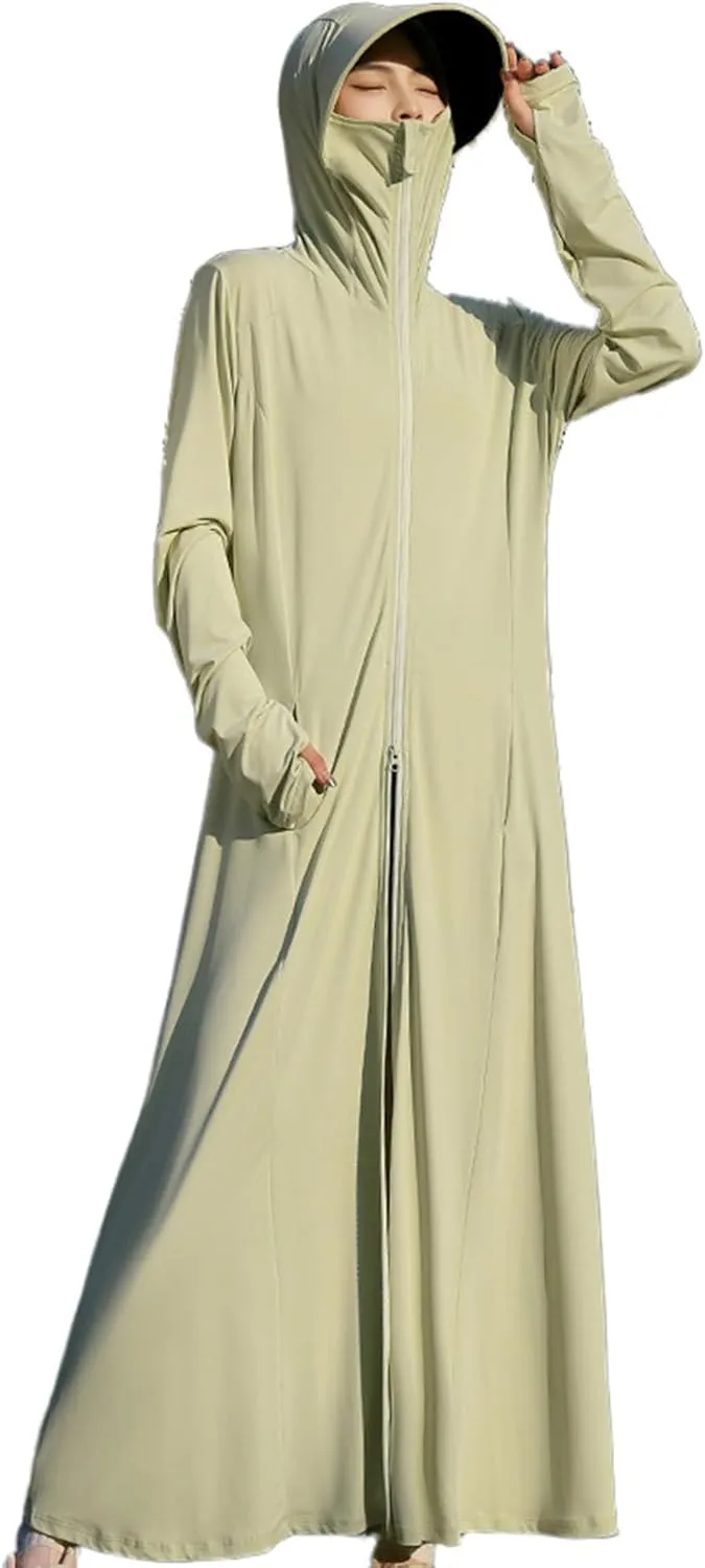 Women's UPF50  Sun Protection Clothing Summer Long Tunic Maxi Beach Dresses Lightweight Swimsuit Cover Up