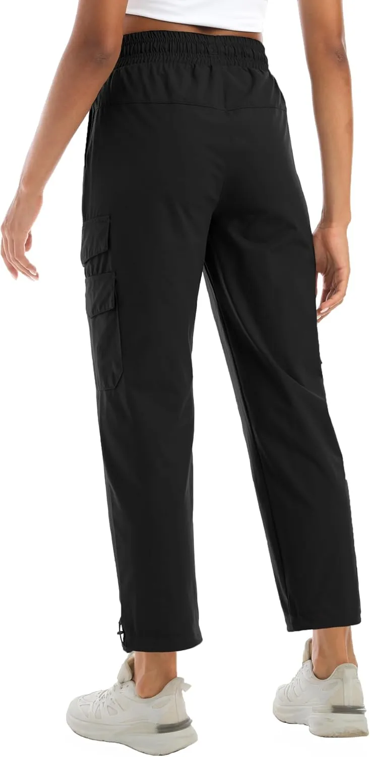 Women's Water Resistant Cargo Joggers - Trendy Travel Hiking Pants with Zippered Pockets for All Season