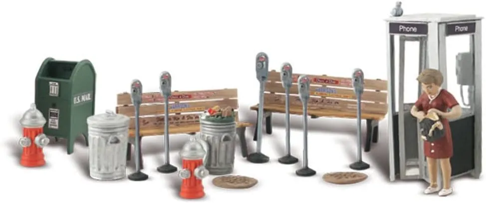 Woodland Scenics Street Accessories (Benches, Fire Hydrants, Parking Meters etc.) O Scale