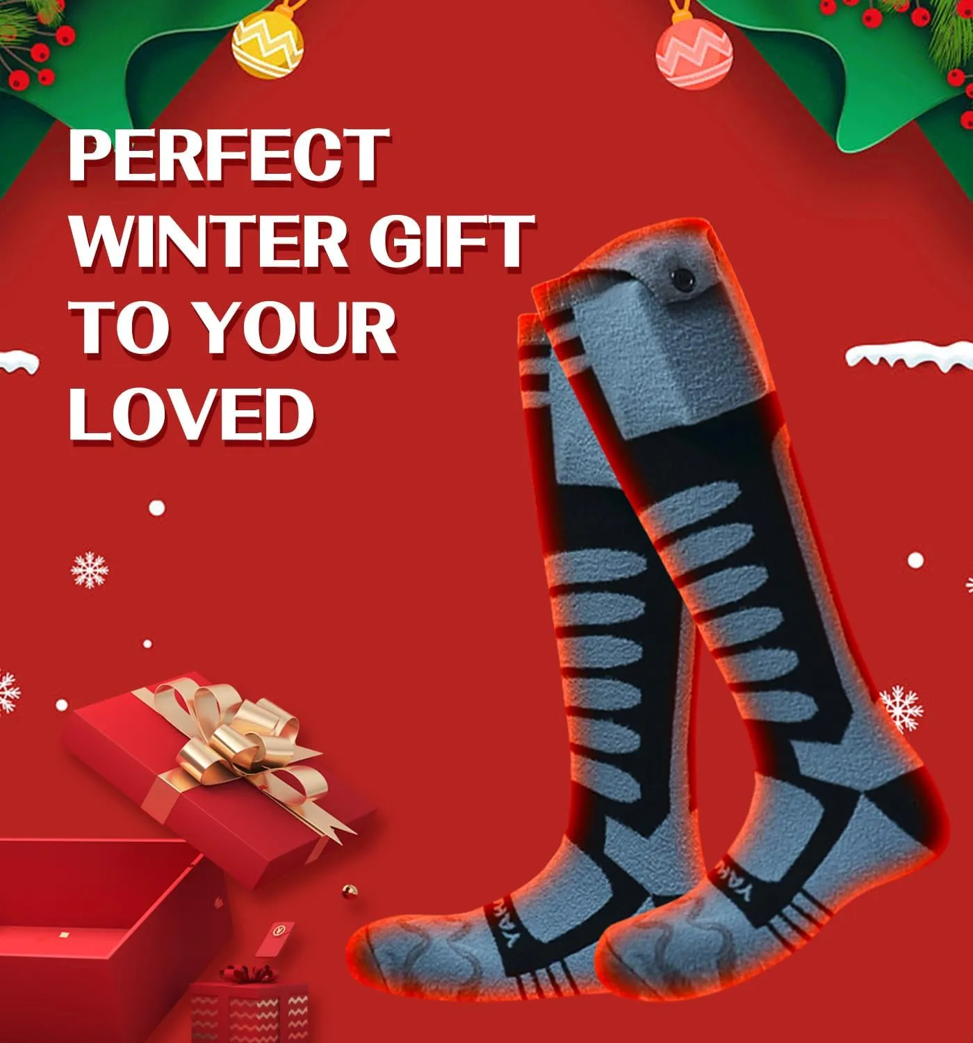 YAHAVA Electric Heated Socks for Men Women 5000mAh Rechargeable Battery Heated Socks