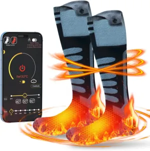 YAHAVA Electric Heated Socks for Men Women 5000mAh Rechargeable Battery Heated Socks