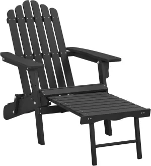 Yaheetech Folding Adirondack Chair with Retractable Ottoman 300lb Solid Wood Garden Chair, Fire Pit Lounge Chairs Weather Resistant Furniture for Garden/Yard/Patio/Lawn, Black