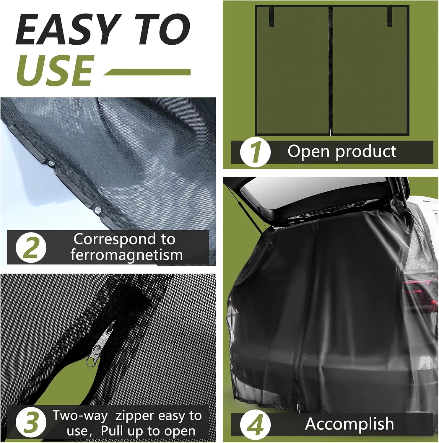 Yahenda Car Camping Net Accessories Breathable Mesh Car Tent for Tailgate UV Sun Protection Ventilation Privacy Protection Magnetic Suction for SUV MPV(X-Large)