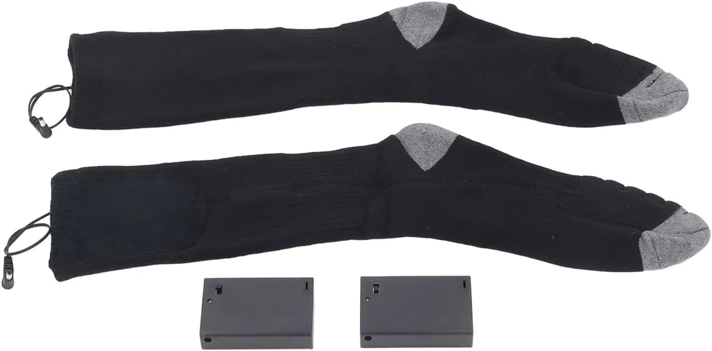 Yunseity Electric Heated Socks, Portable Boxes One Size Cotton Fabric Battery Operated Socks for Travel Camping Fishing